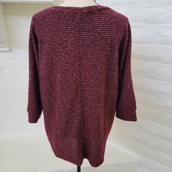 Kut From The Kloth Tops Medium Sweater Purple Pink 3/4 Sleeve V-Neck Chunky Knit - Picture 7 of 8